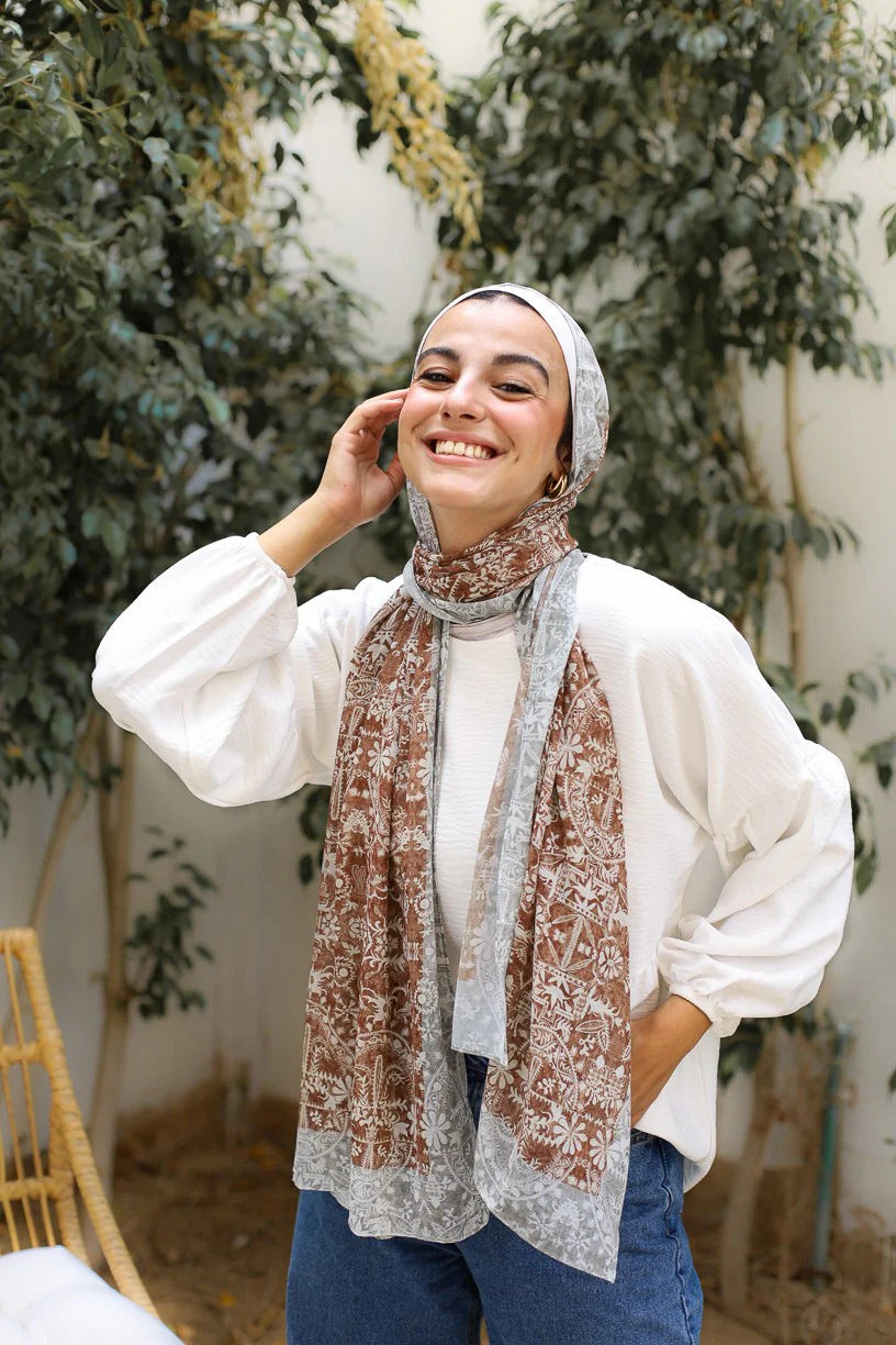 Satin Printed Hijab Headscarf