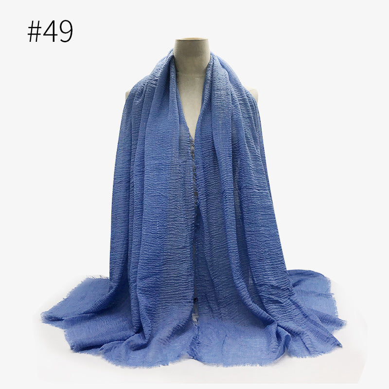 Soft Solid Plain Bubble Cotton Scarf