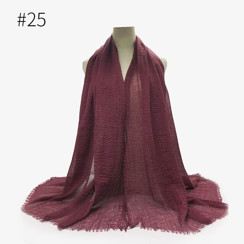 Soft Solid Plain Bubble Cotton Scarf
