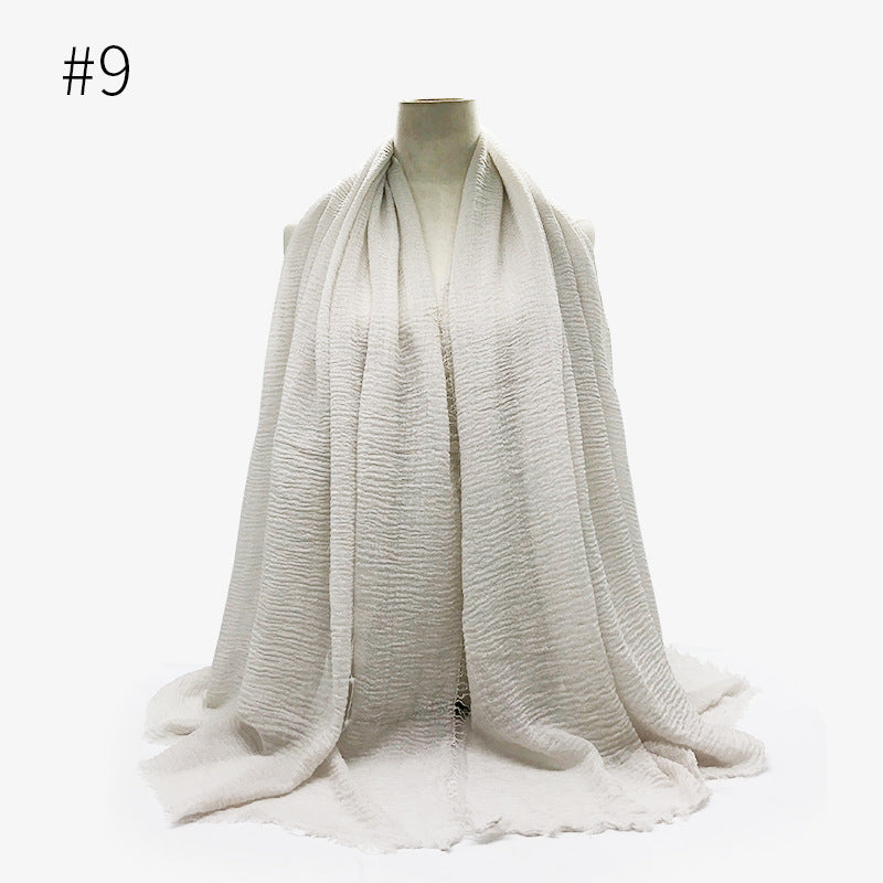 Soft Solid Plain Bubble Cotton Scarf