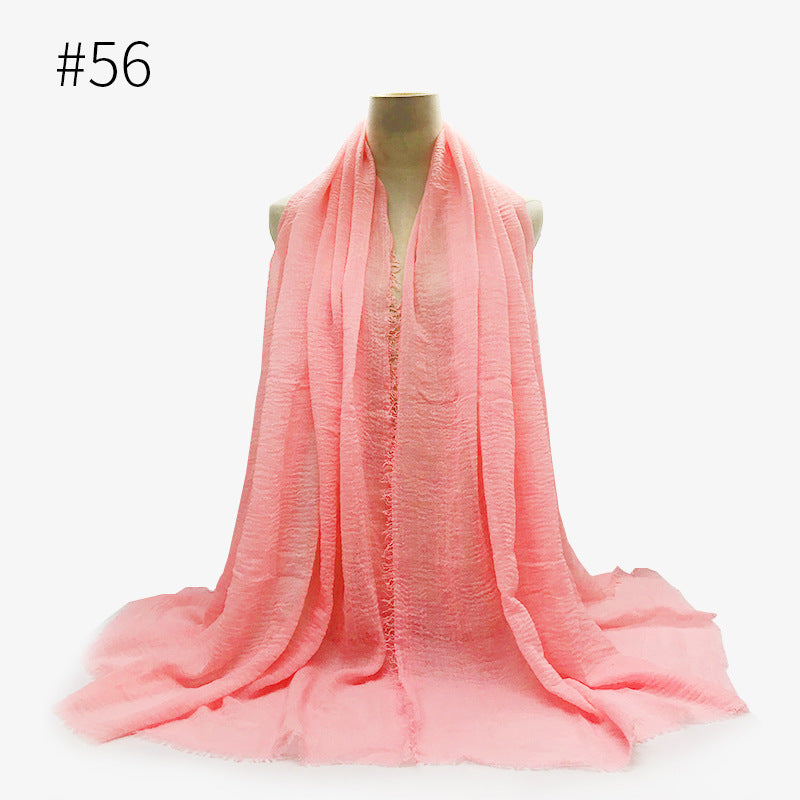 Soft Solid Plain Bubble Cotton Scarf