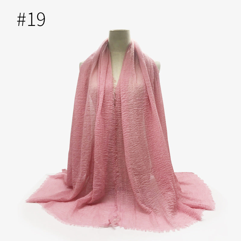 Soft Solid Plain Bubble Cotton Scarf
