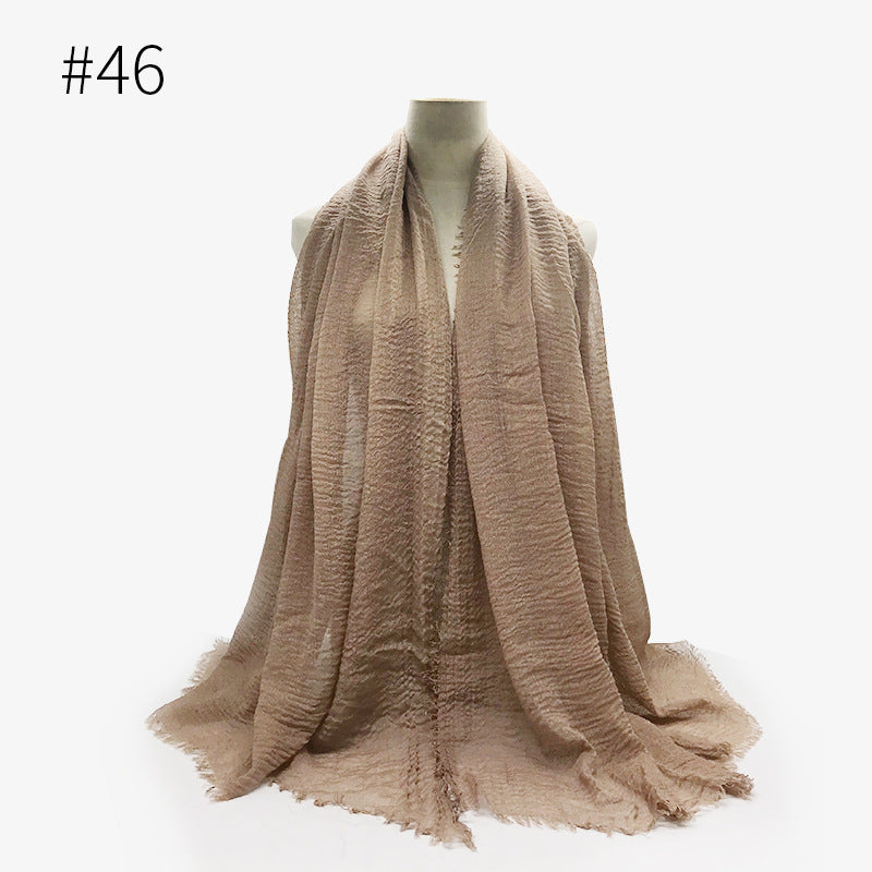 Soft Solid Plain Bubble Cotton Scarf