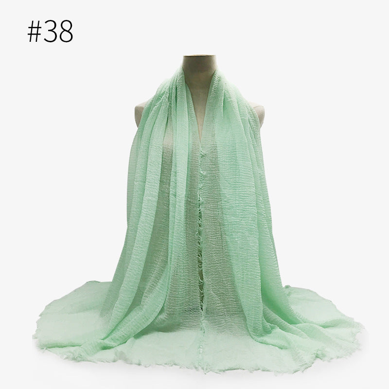 Soft Solid Plain Bubble Cotton Scarf