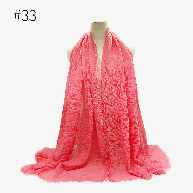 Soft Solid Plain Bubble Cotton Scarf
