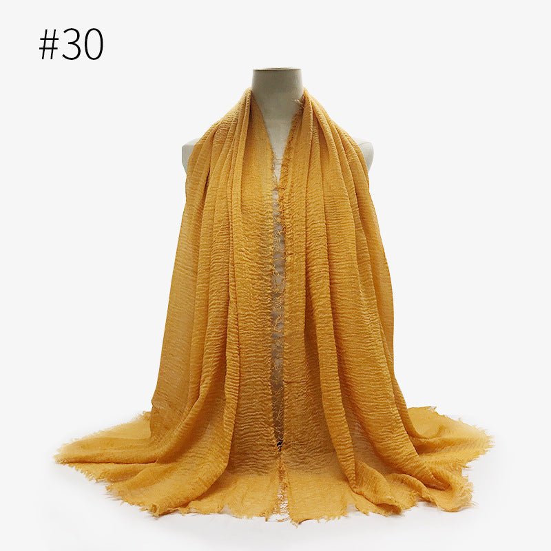 Soft Solid Plain Bubble Cotton Scarf