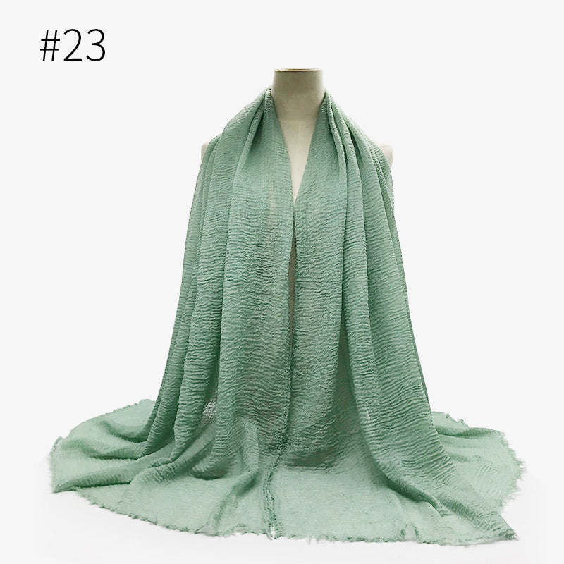 Soft Solid Plain Bubble Cotton Scarf