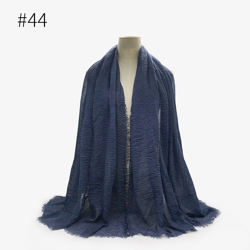 Soft Solid Plain Bubble Cotton Scarf