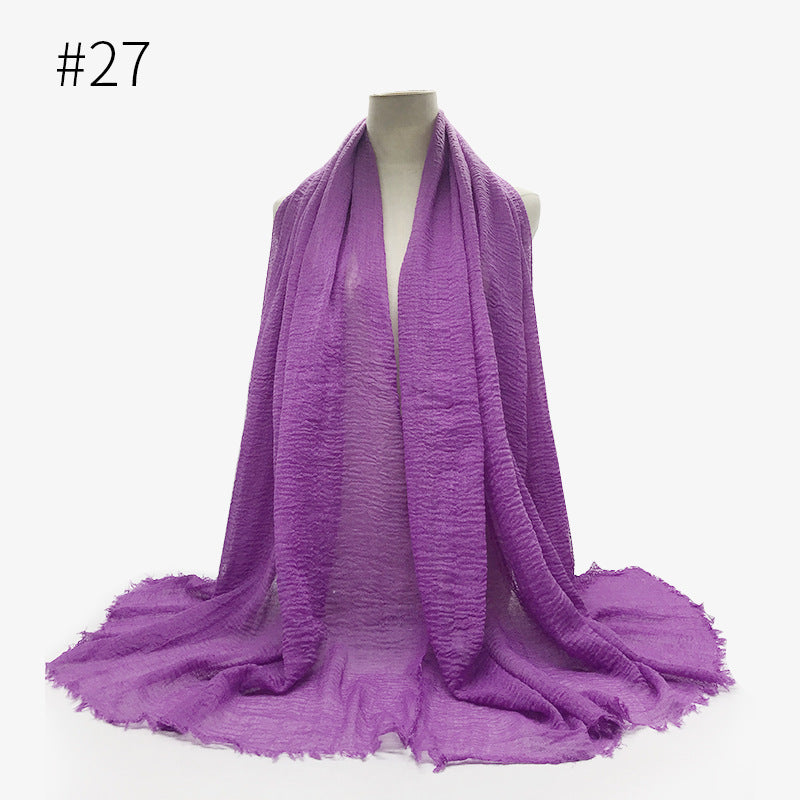 Soft Solid Plain Bubble Cotton Scarf