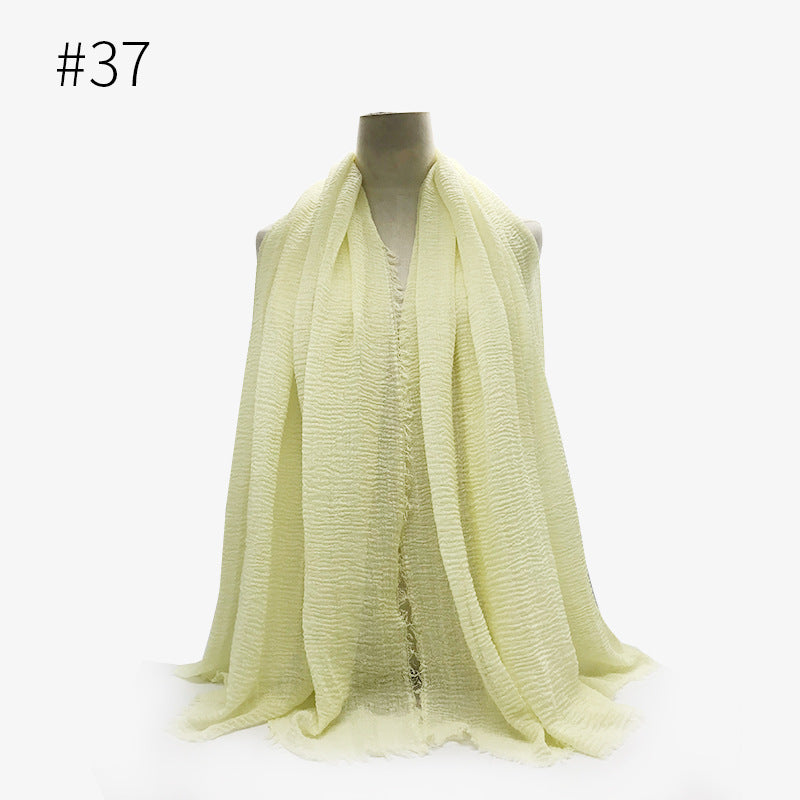 Soft Solid Plain Bubble Cotton Scarf