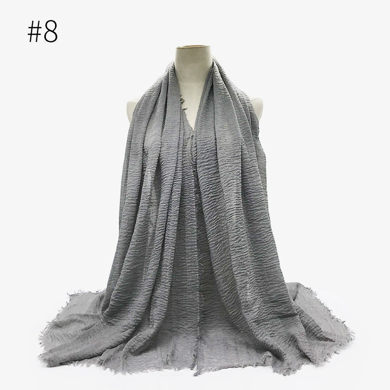 Soft Solid Plain Bubble Cotton Scarf