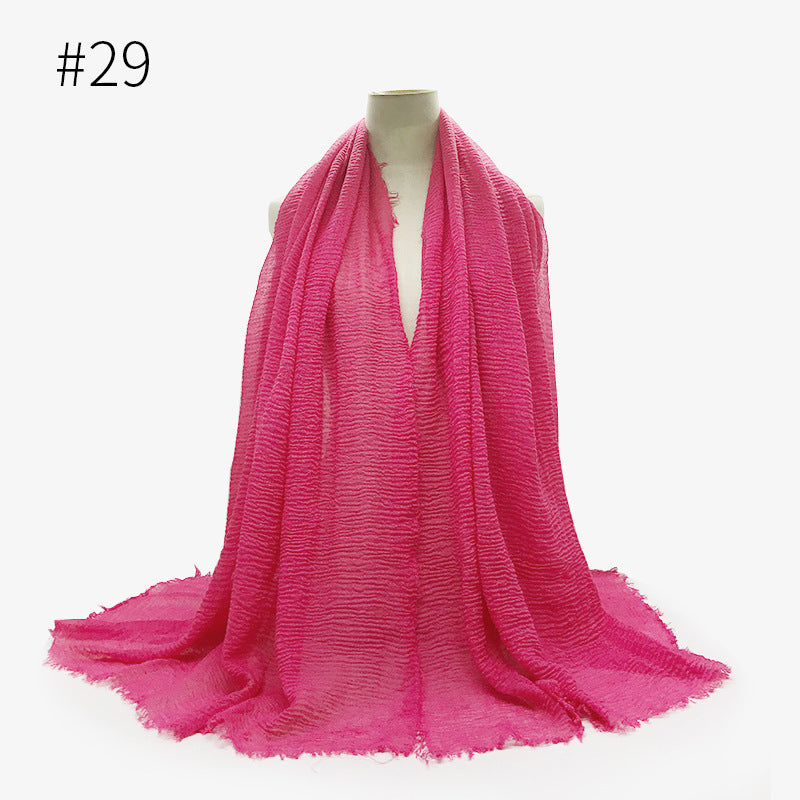Soft Solid Plain Bubble Cotton Scarf