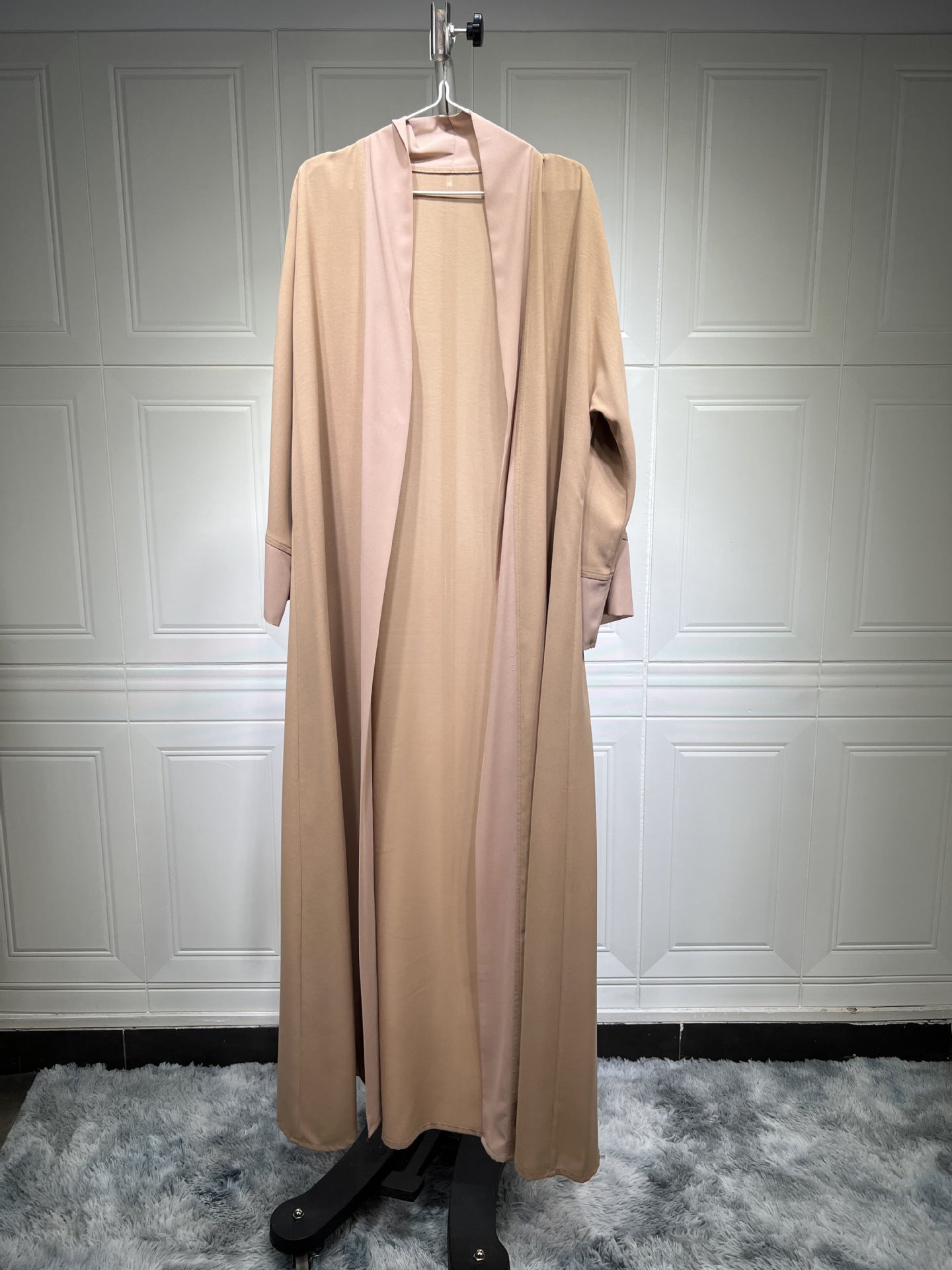 Muslim Ice Silk Chiffon Patchwork Open Kaftan