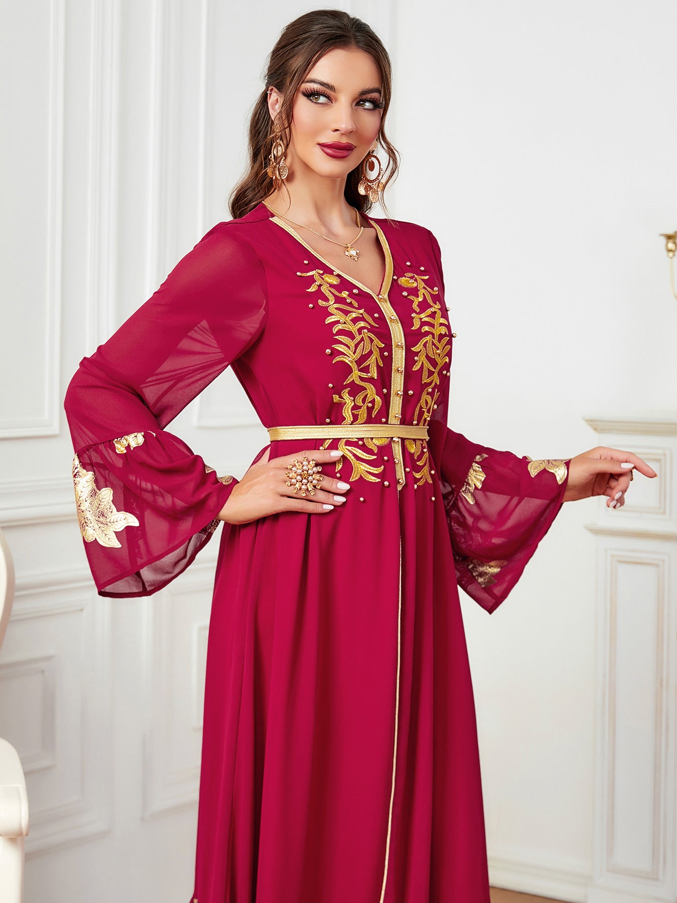Women's Muslim Kaftan Dress With Belt
