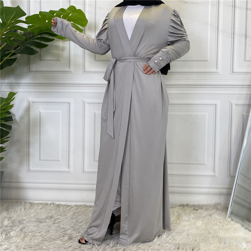Fashion Women's Solid Muslim Cardigan Abaya