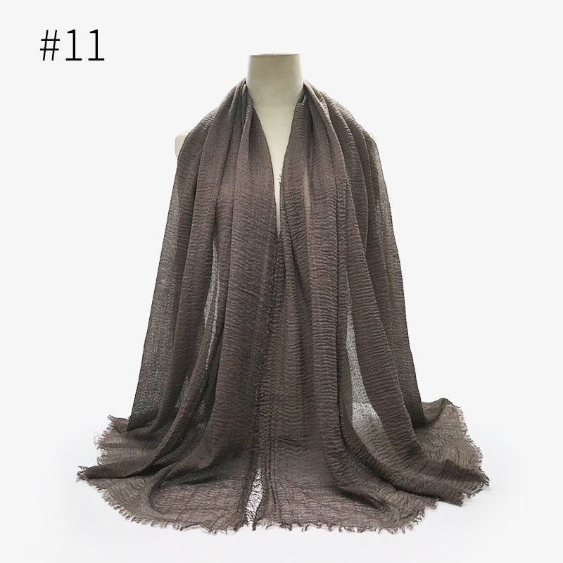 Soft Solid Plain Bubble Cotton Scarf