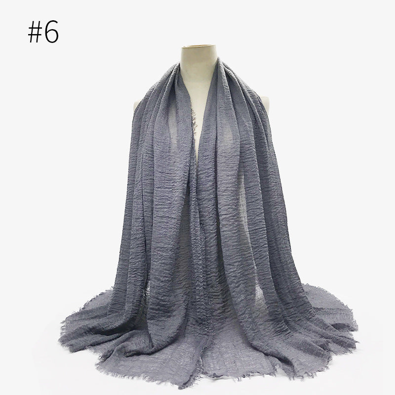 Soft Solid Plain Bubble Cotton Scarf