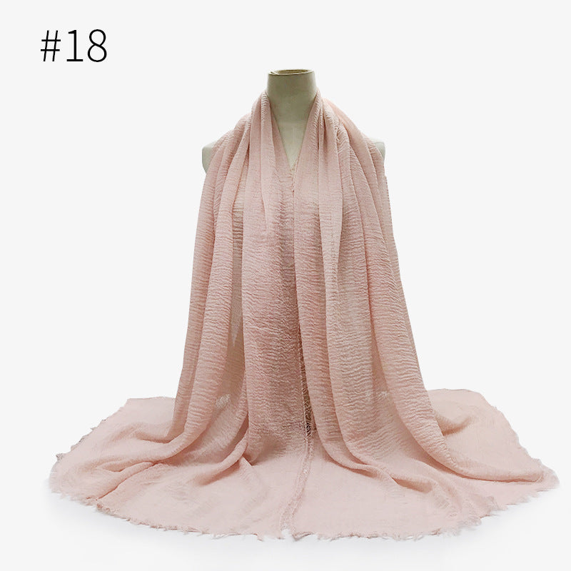Soft Solid Plain Bubble Cotton Scarf