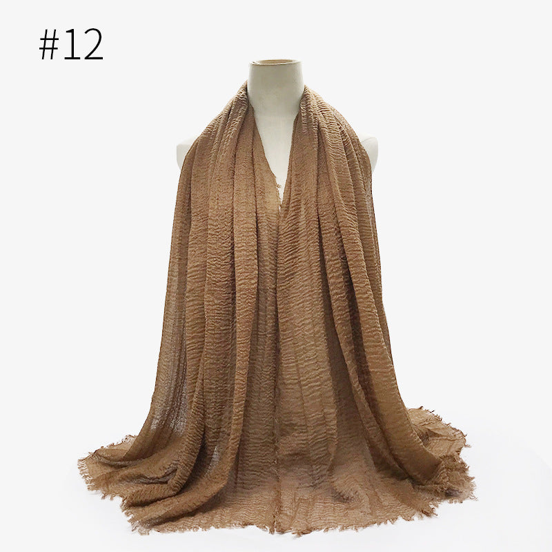 Soft Solid Plain Bubble Cotton Scarf