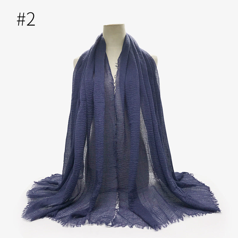 Soft Solid Plain Bubble Cotton Scarf