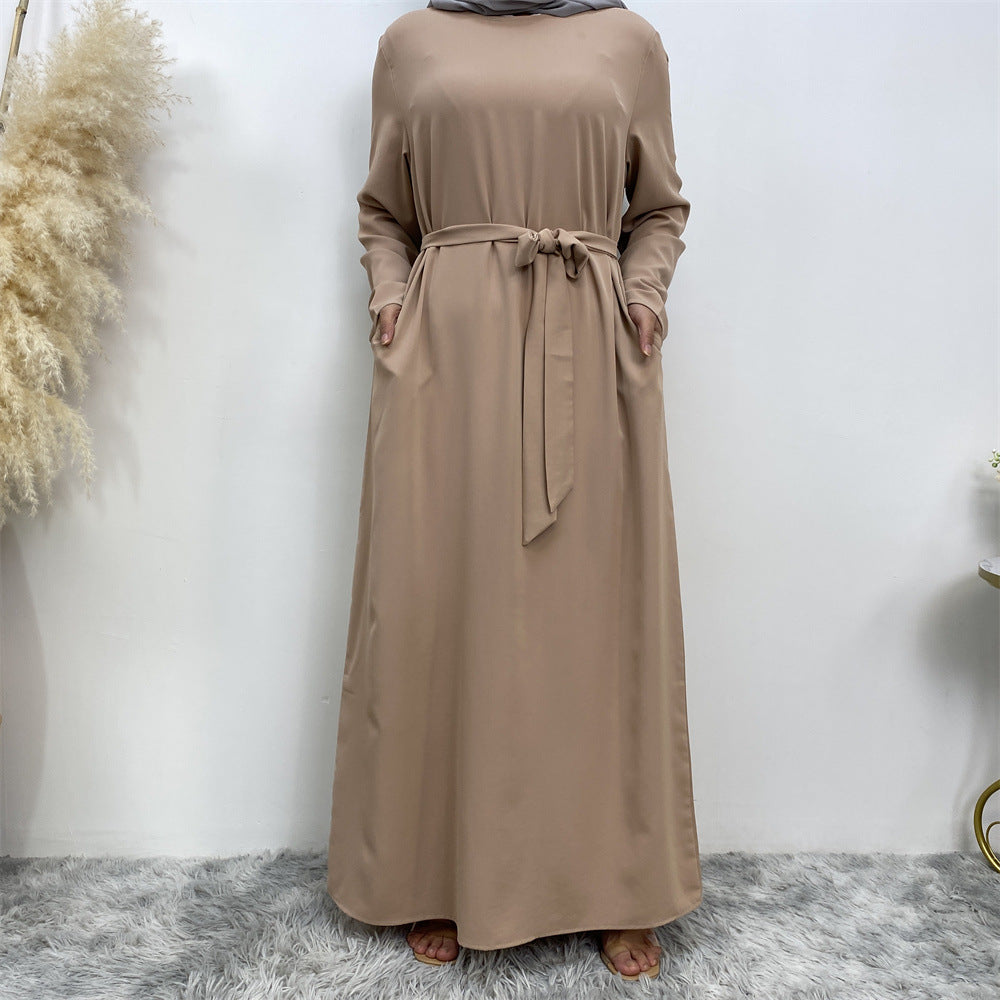 Women's Lace Up Pocket Knot Dress