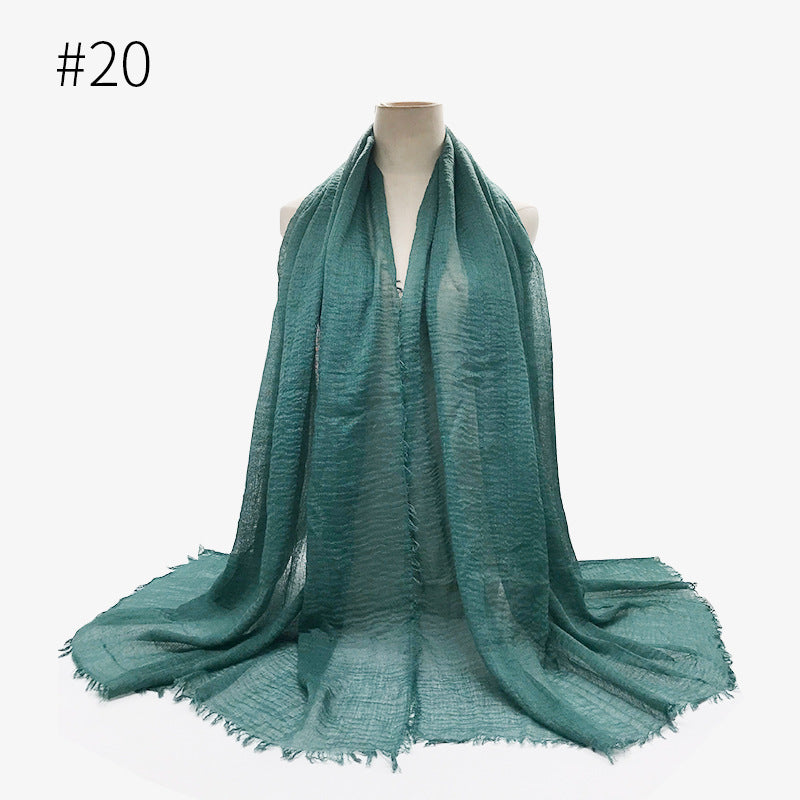 Soft Solid Plain Bubble Cotton Scarf