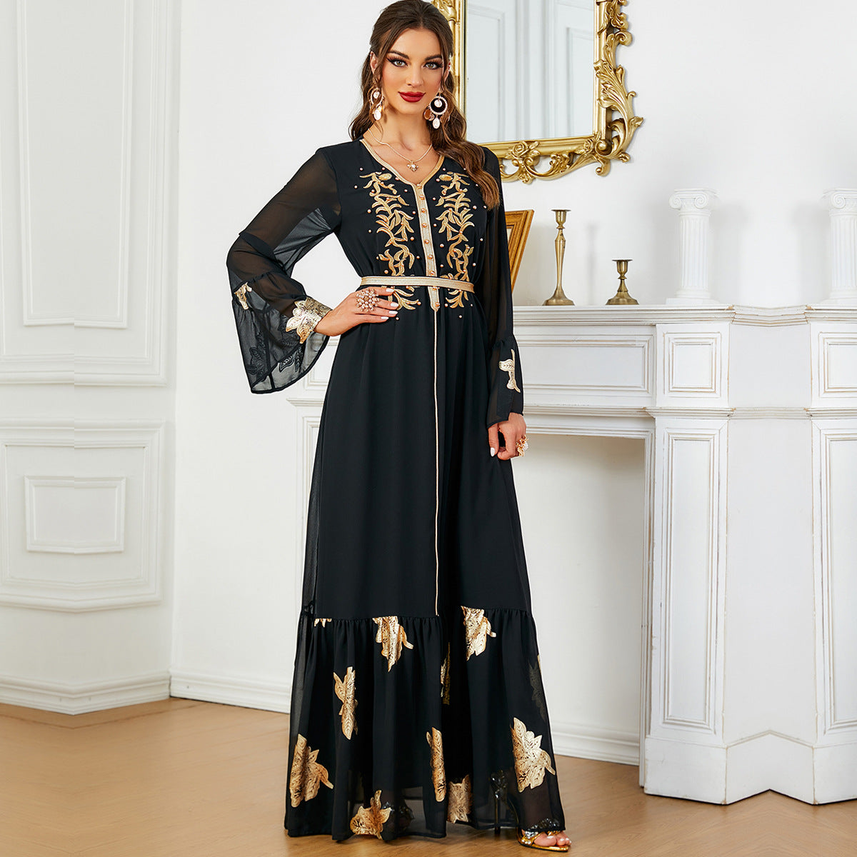 Women's Muslim Kaftan Dress With Belt