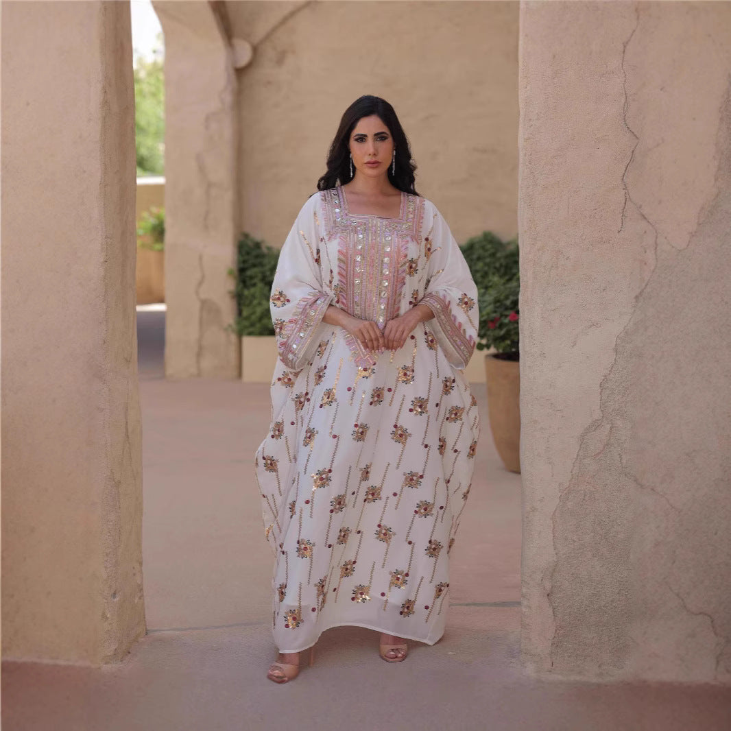 Loose Long Muslim Kaftan With Headscarf