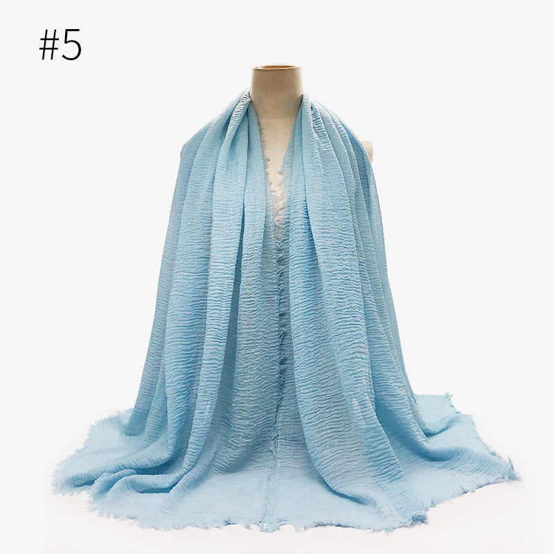 Soft Solid Plain Bubble Cotton Scarf