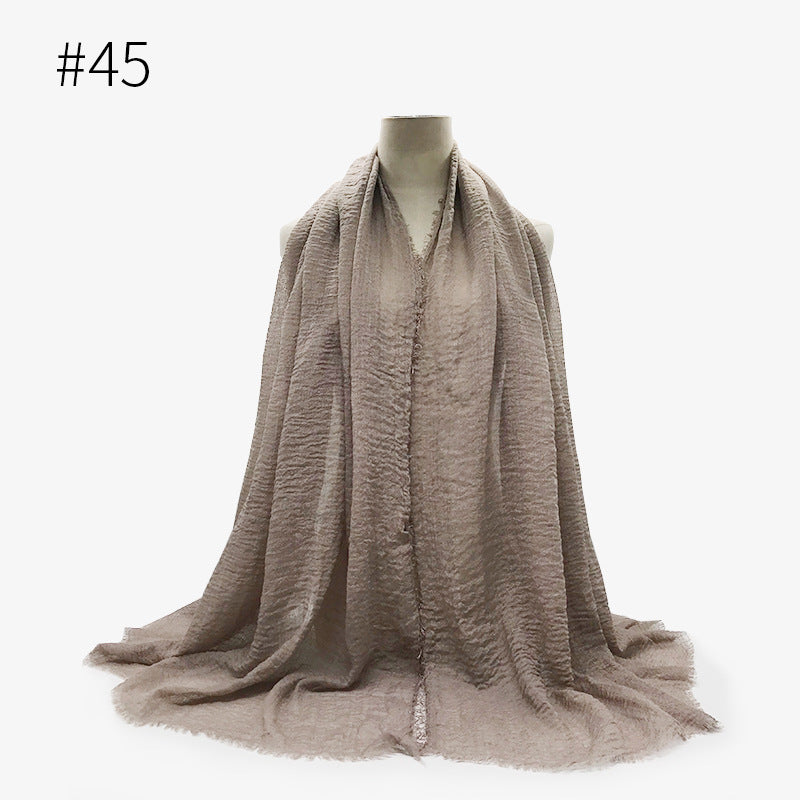 Soft Solid Plain Bubble Cotton Scarf