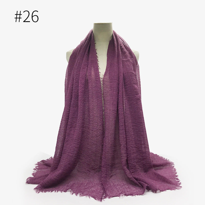 Soft Solid Plain Bubble Cotton Scarf