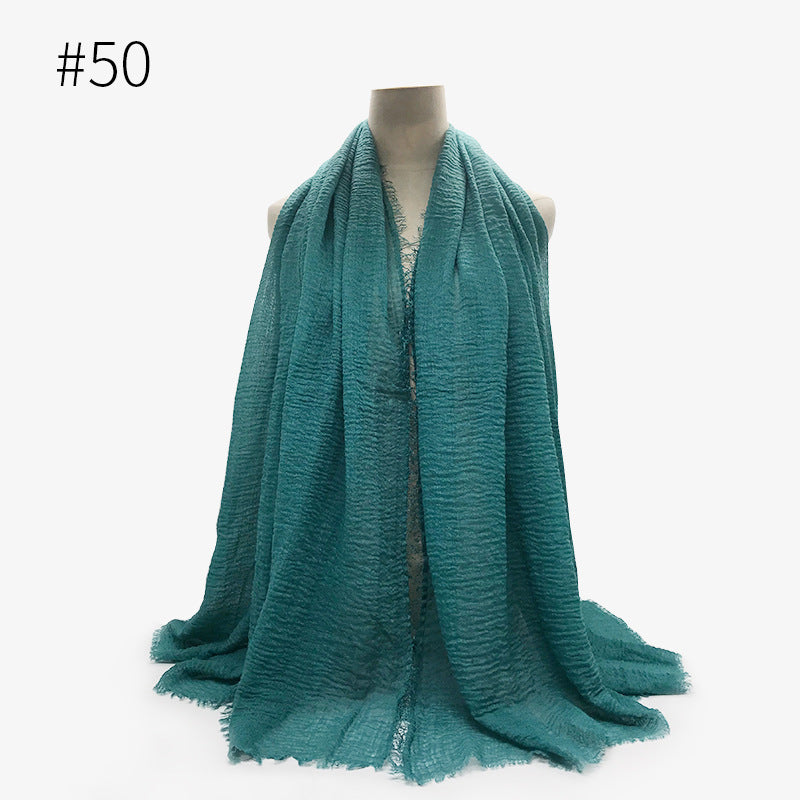 Soft Solid Plain Bubble Cotton Scarf