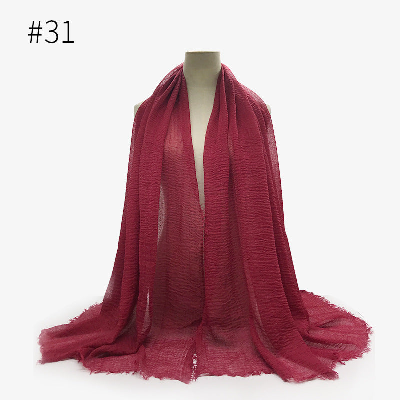 Soft Solid Plain Bubble Cotton Scarf