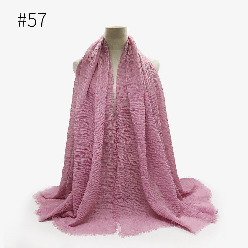 Soft Solid Plain Bubble Cotton Scarf