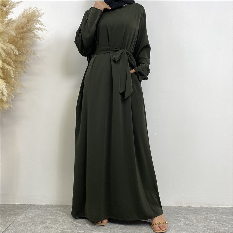 Women's Lace Up Pocket Knot Dress