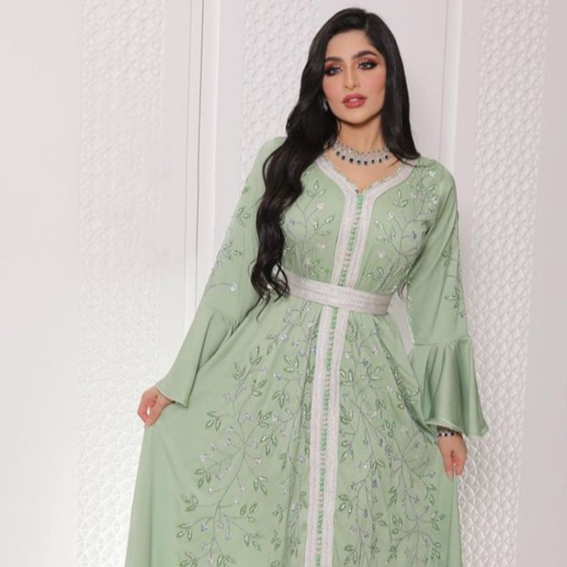 Middle Eastern Diamond Kaftan Robe Dress