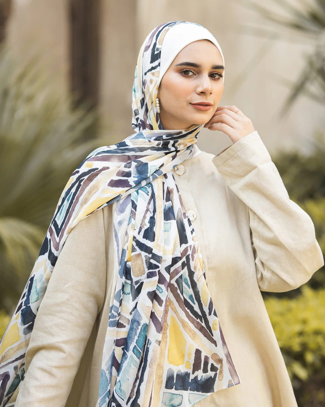 Satin Printed Hijab Headscarf