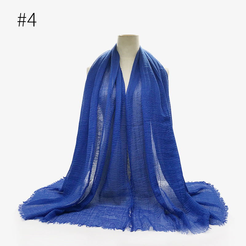 Soft Solid Plain Bubble Cotton Scarf