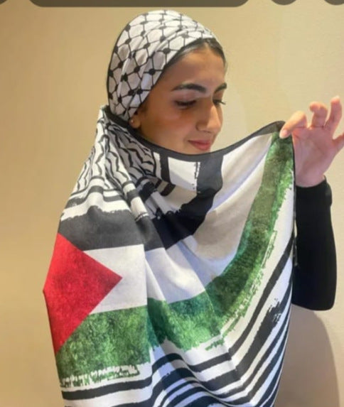 Satin Printed Hijab Headscarf