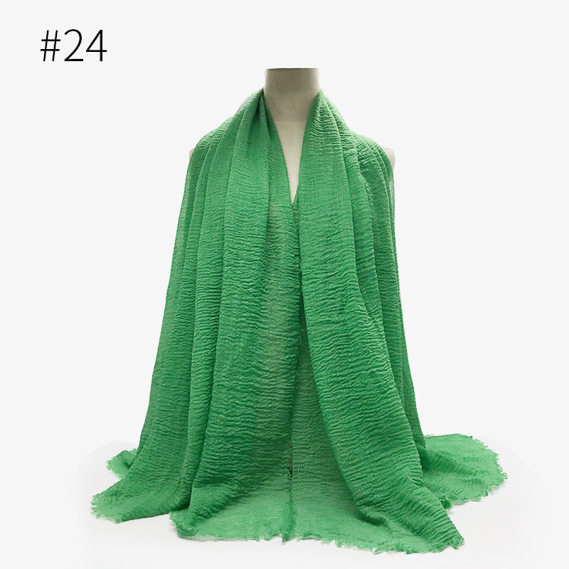 Soft Solid Plain Bubble Cotton Scarf