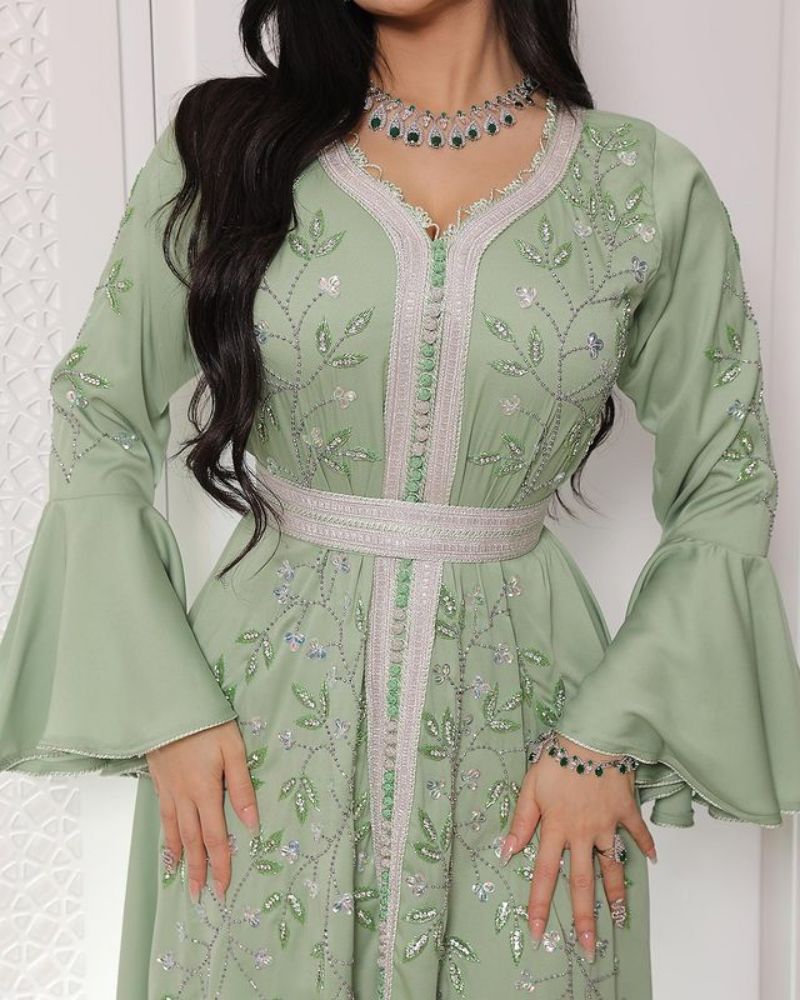 Middle Eastern Diamond Kaftan Robe Dress