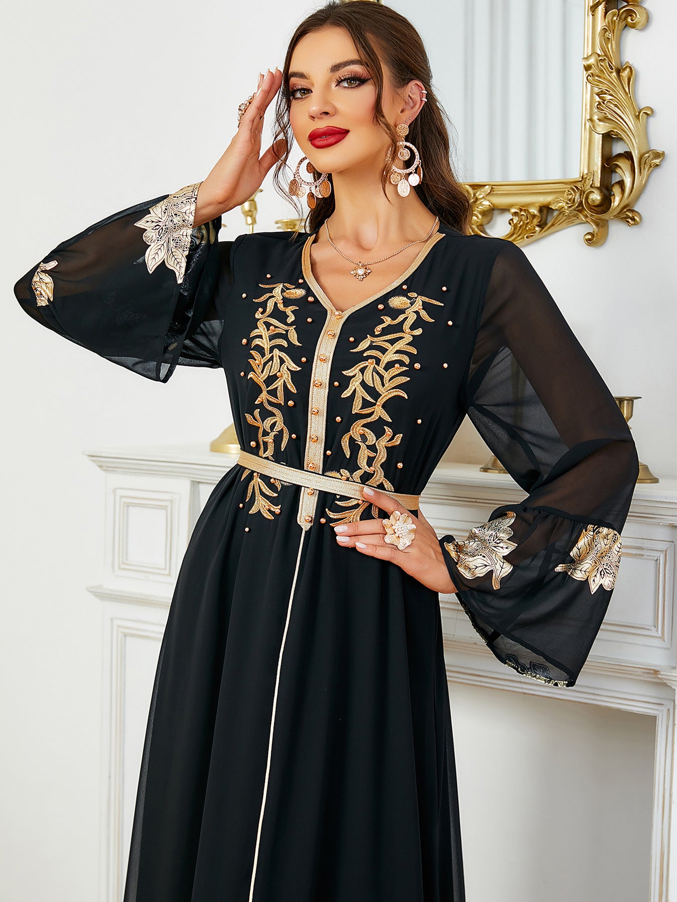 Women's Muslim Kaftan Dress With Belt