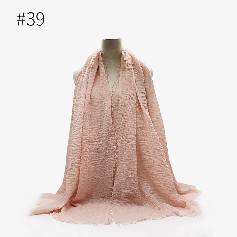 Soft Solid Plain Bubble Cotton Scarf