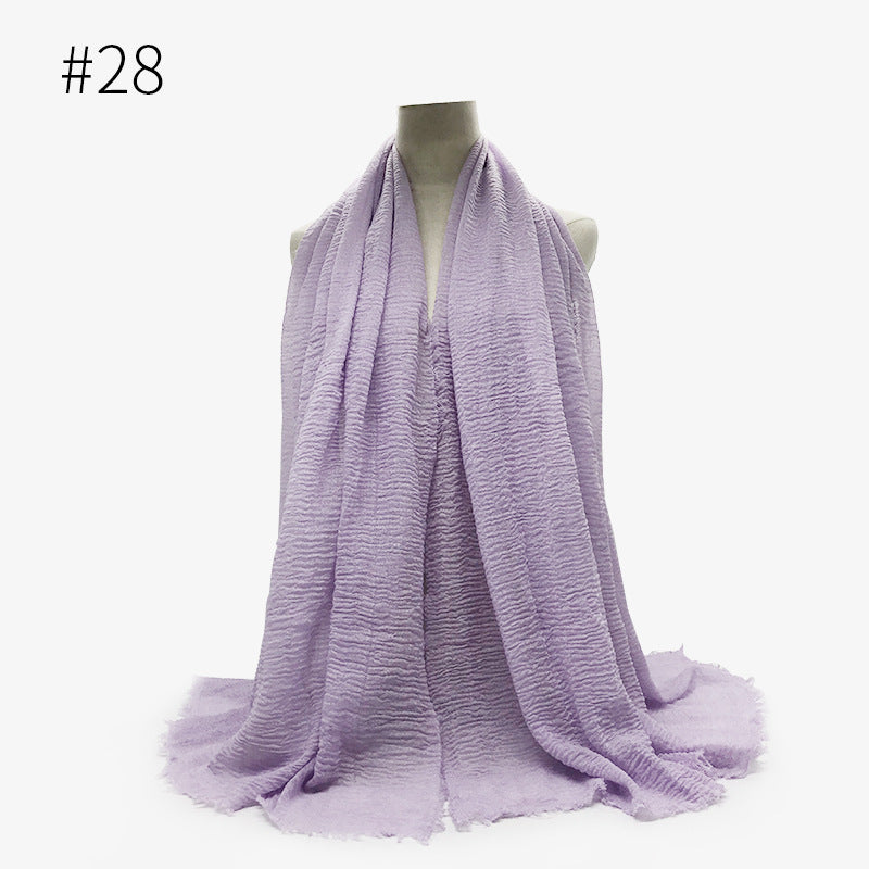 Soft Solid Plain Bubble Cotton Scarf