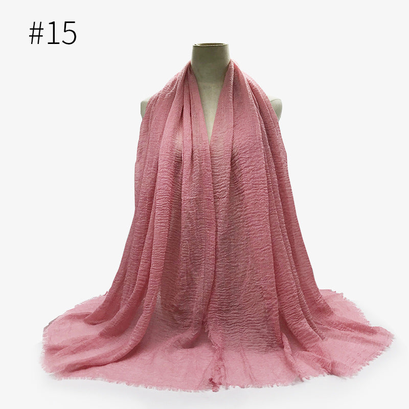 Soft Solid Plain Bubble Cotton Scarf