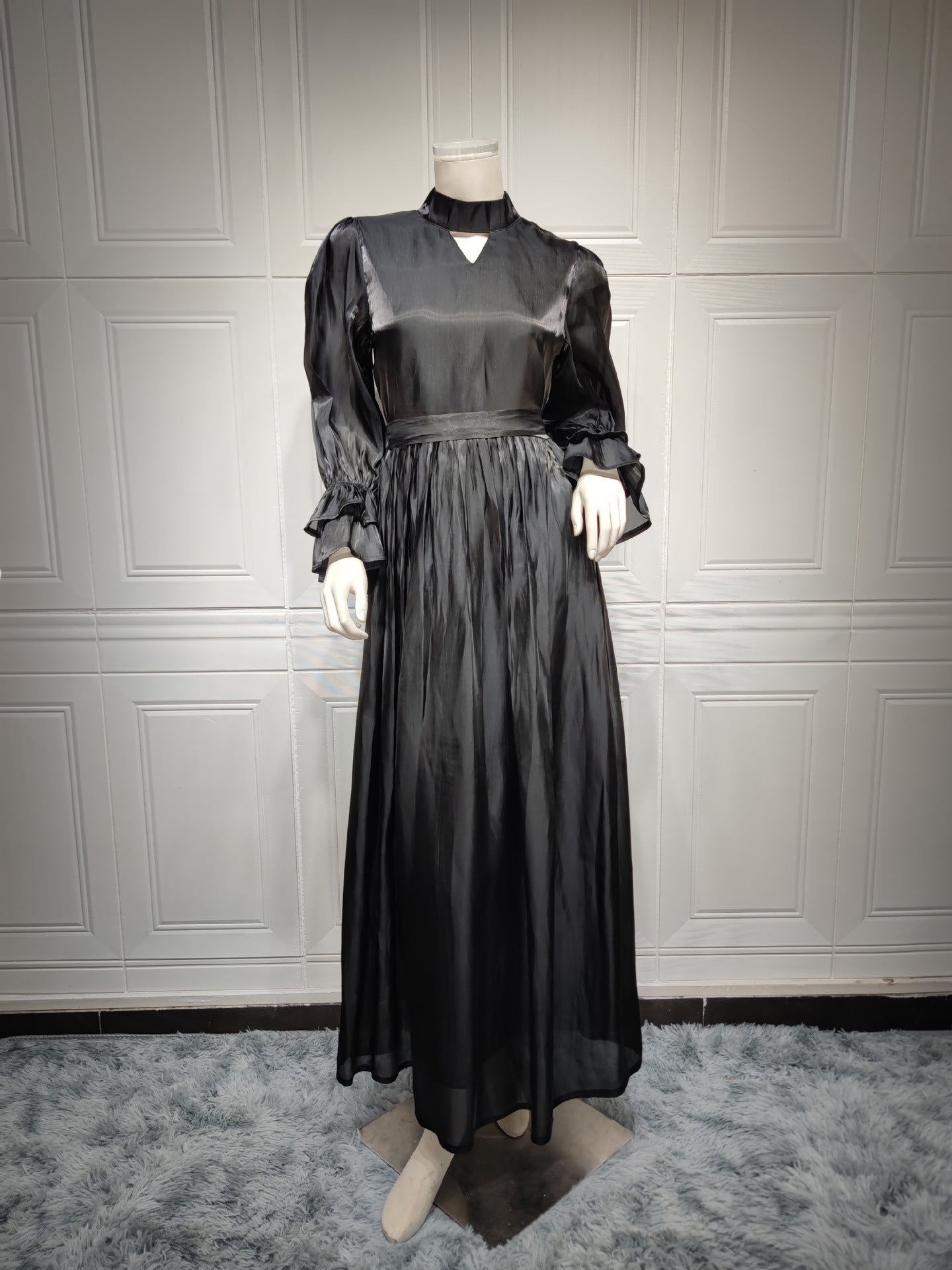 Shiny Silk Satin Women's Skirt Dress