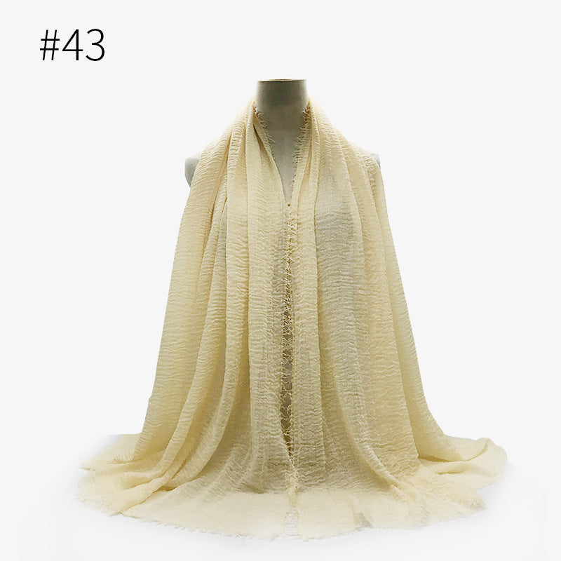 Soft Solid Plain Bubble Cotton Scarf