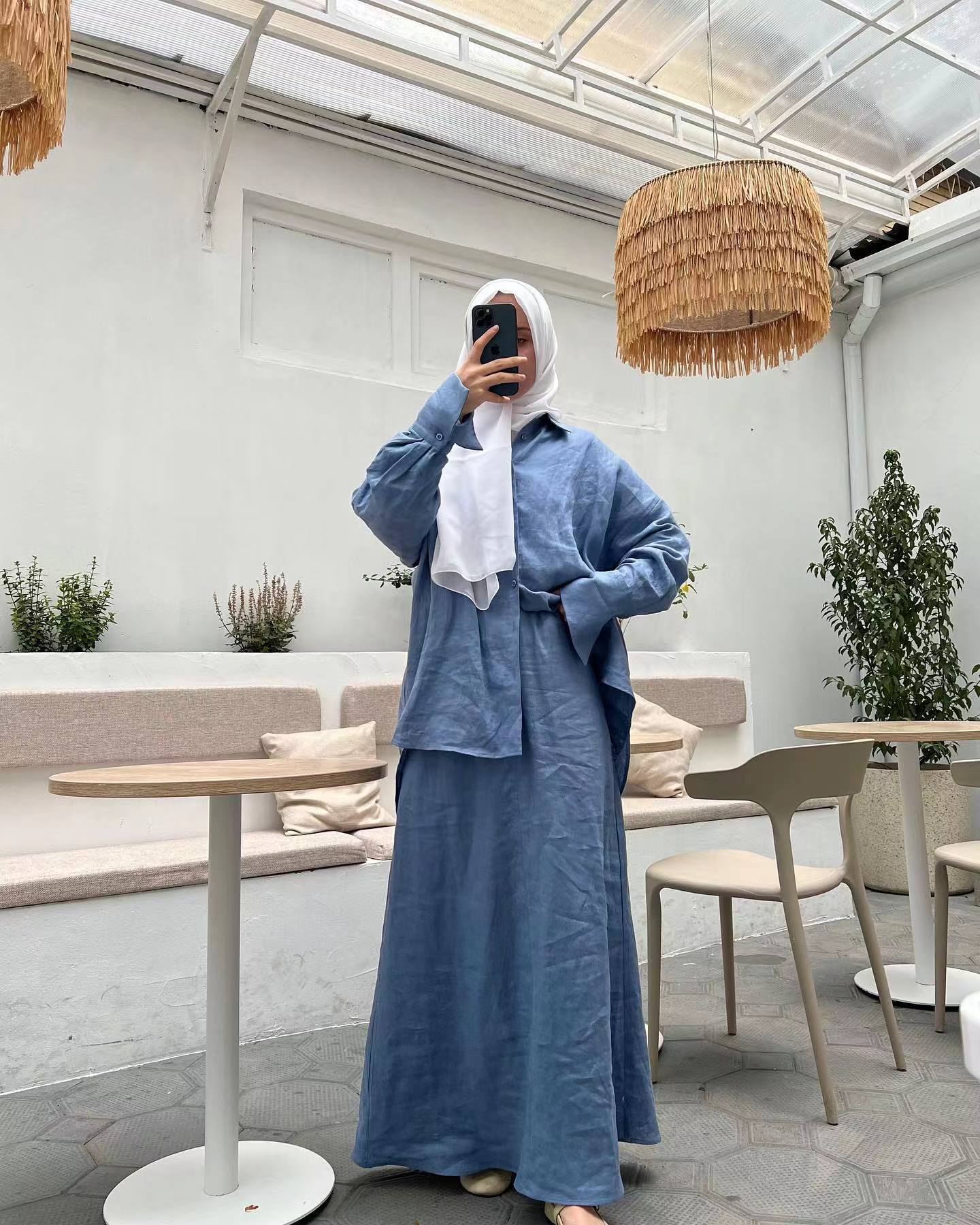 Women's Loose Long Sleeve Shirt Skirt