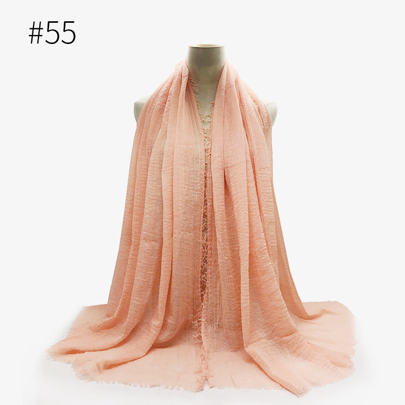 Soft Solid Plain Bubble Cotton Scarf