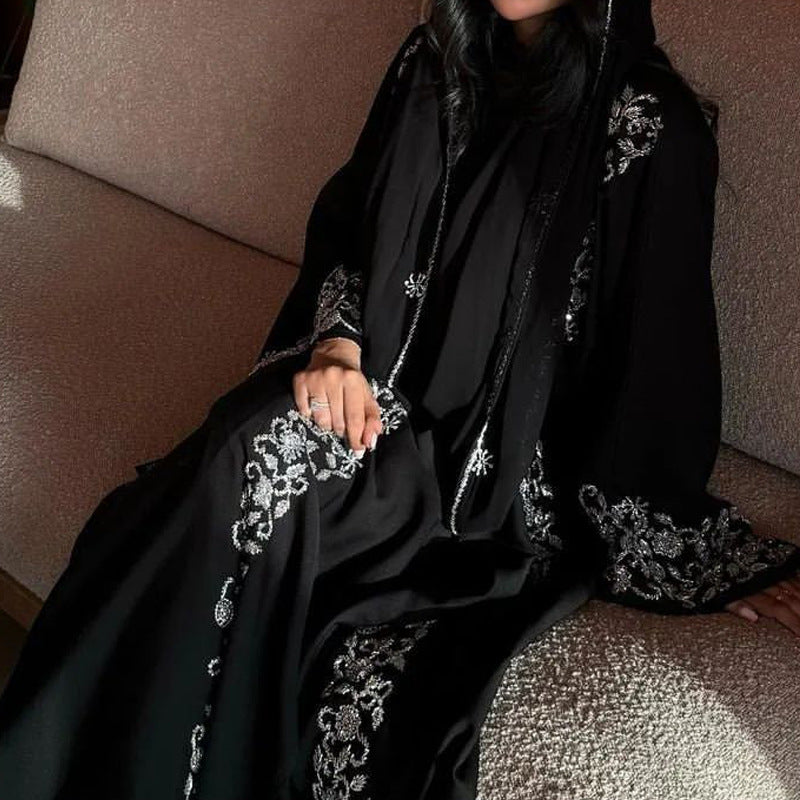 Long Sleeve Floral Embroidered Muslim Dress